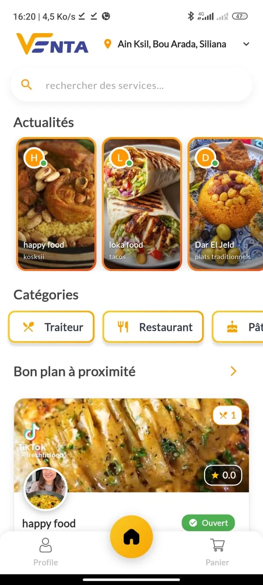 Ventafood client mobile app Flutter